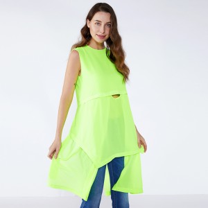 Fluoresoiva vihreä löysä malli Plus koko Long Lady pusero \u0026 toppi