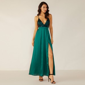 Custom Oem Summer Green Coctail pois olkapää seksikäs ilta Backless X Lady tyylikäs mekko naiset WM0005